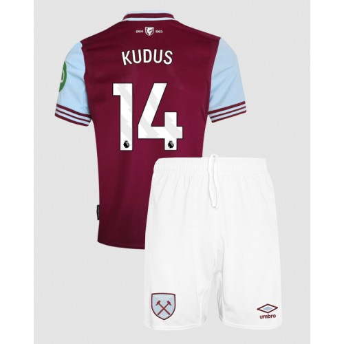 Dres West Ham United Mohammed Kudus #14 Domaci za djecu 2024-25 Kratak Rukav (+ kratke hlače)